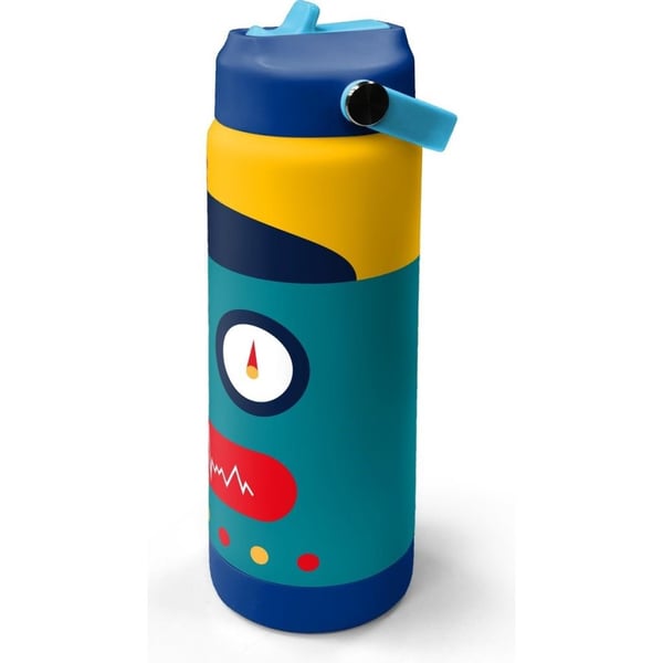 Coral High Lacivert Çivit Robot Desenli Katlanır Ağızlıklı Çelik Termos 650 ml 38387