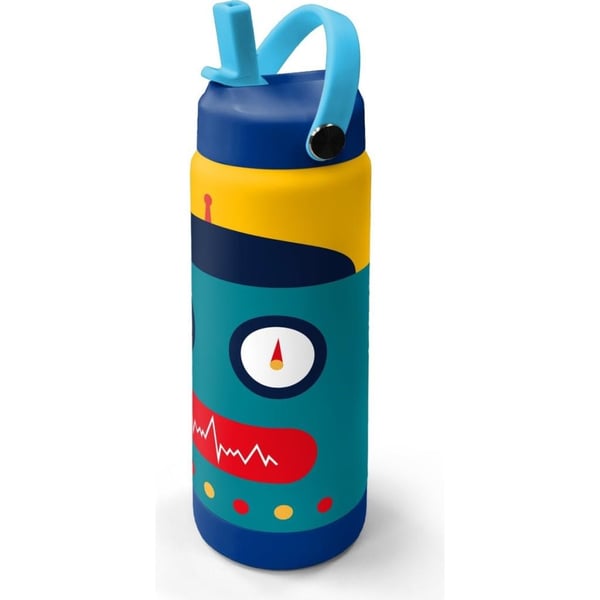 Coral High Lacivert Çivit Robot Desenli Katlanır Ağızlıklı Çelik Termos 650 ml 38387