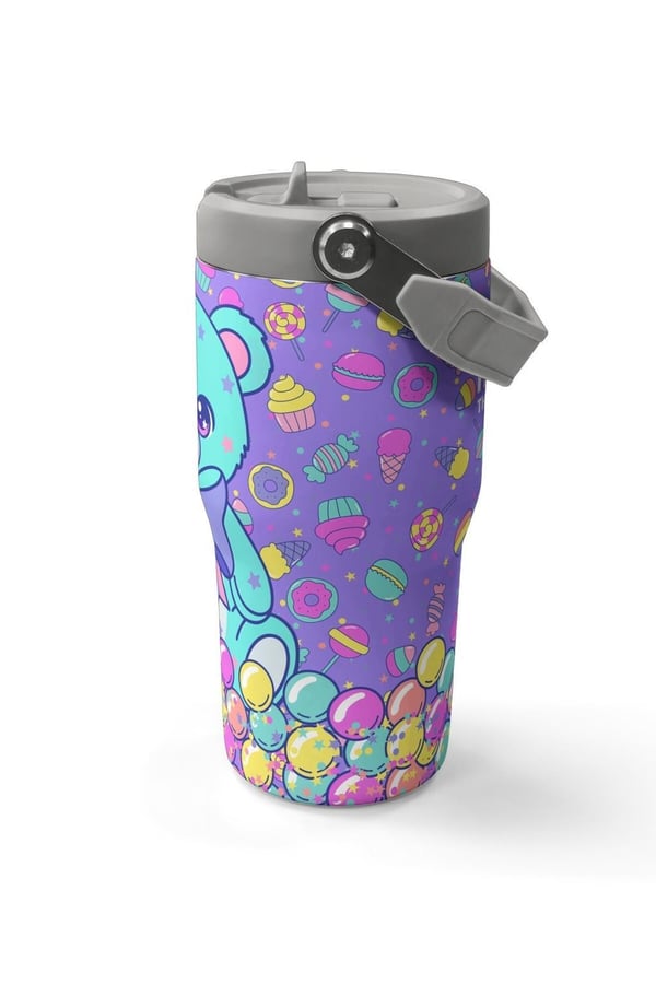 Coral High Milka Şeker Ayıcık Desenli Katlanır Ağızlıklı Çelik Termos 600 ml 38902