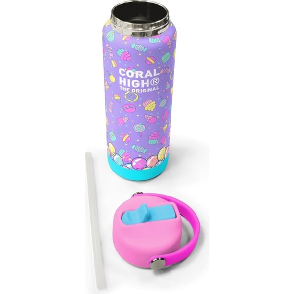 Coral High Milka Şeker Ayıcık Desenli Katlanır Ağızlıklı Çelik Termos 650 ml 38305