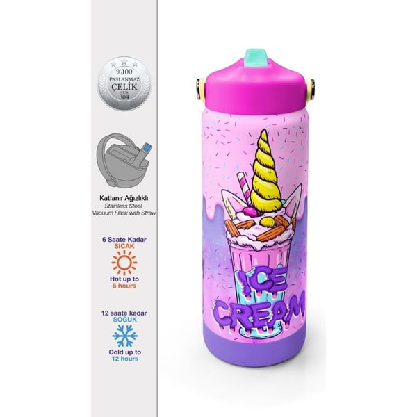 Coral High Mor Milkshake Dondurma Katlanır Ağızlıklı Çelik Termos 650 ml 38378