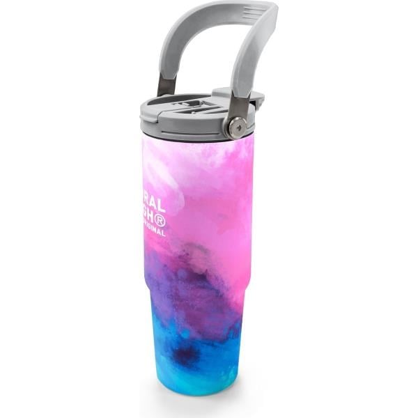 Coral High Pembe Mavi Desenli Pipetli ve Direkt İçim Çelik Termos 900 ml 38733