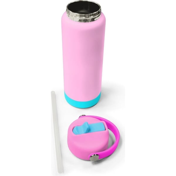 Coral High Pembe Turkuaz Desenli Katlanır Ağızlıklı Çelik Termos 650 ml 38356