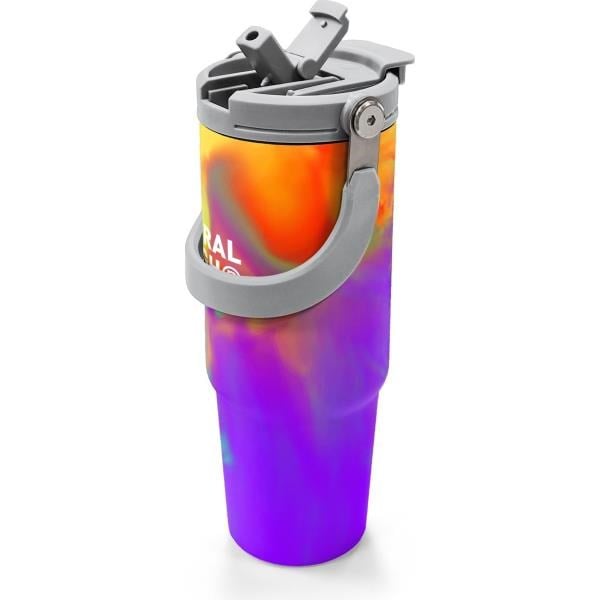 Coral High Renkli Desenli Pipetli ve Direkt İçim Çelik Termos 900 ml 38738