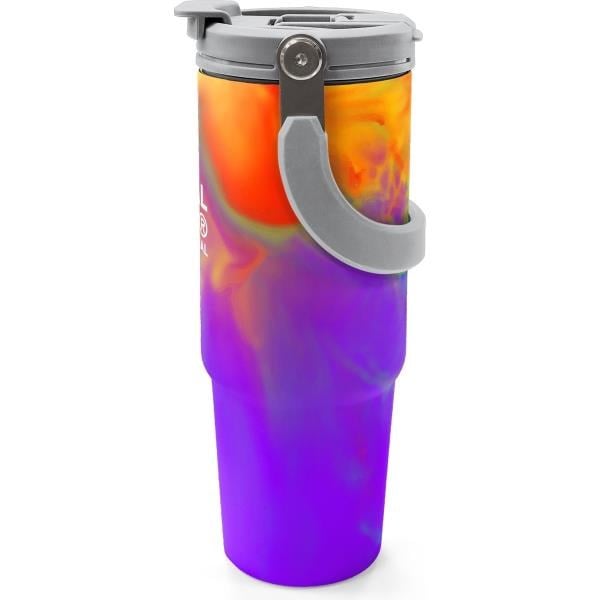 Coral High Renkli Desenli Pipetli ve Direkt İçim Çelik Termos 900 ml 38738