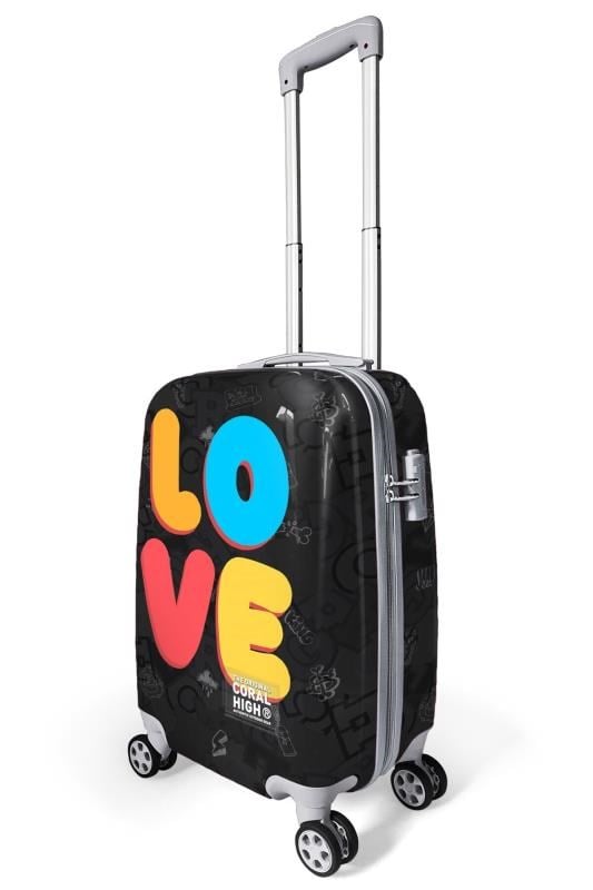 Coral High Renkli Love Desenli Kabin Boy Valiz (50cm) 16558