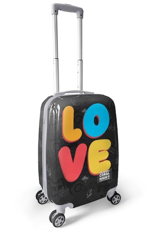 Coral High Renkli Love Desenli Kabin Boy Valiz (50cm) 16558