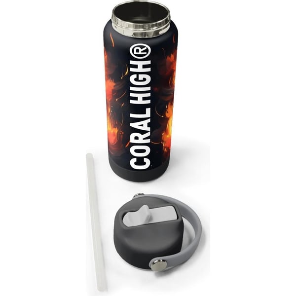 Coral High Siyah Aslan Desenli Katlanır Ağızlıklı Çelik Termos 650 ml 38391