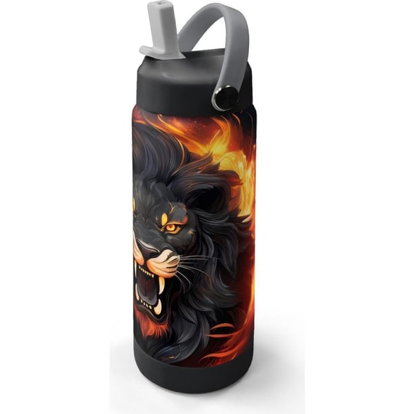 Coral High Siyah Aslan Desenli Katlanır Ağızlıklı Çelik Termos 650 ml 38391