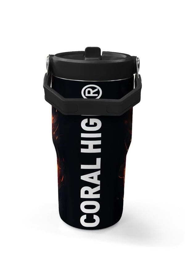 Coral High Siyah Aslan Desenli Katlanır Ağızlıklı Çelik Termos 600 ml 38921