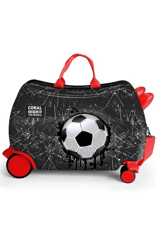 Coral High Siyah Kids Futbol Desenli Otur-Çek Çocuk Valizi 16369