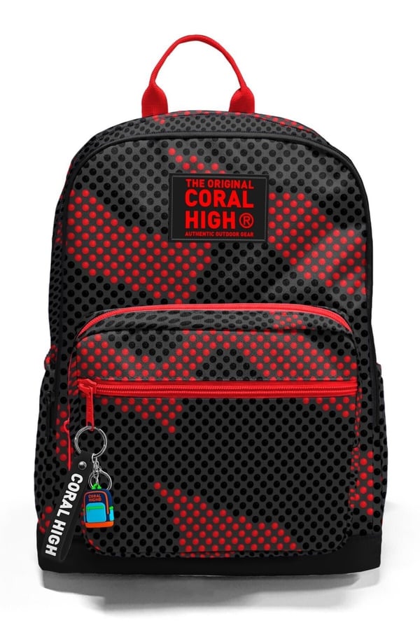 Coral High Siyah Kırmızı Desenli Okul Sırt Çantası 33233