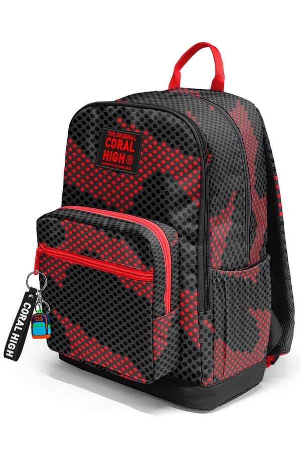 Coral High Siyah Kırmızı Desenli Okul Sırt Çantası 33233