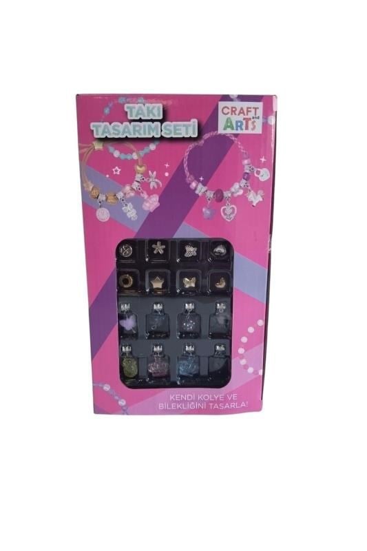 Craft And Arts Kendin Tasarla Takı Boncuk Seti 510 – 6+ Yaş Takı Tasarım Seti, 20+ Charm Bileklik & Kolye Yapım Kiti, Bölmeli Saklama Kutulu