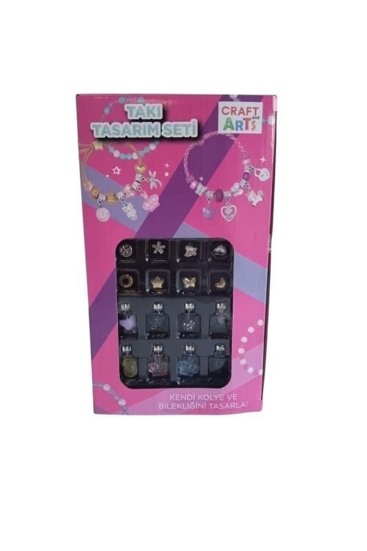 Craft And Arts Kendin Tasarla Takı Boncuk Seti 510 – 6+ Yaş Takı Tasarım Seti, 20+ Charm Bileklik & Kolye Yapım Kiti, Bölmeli Saklama Kutulu