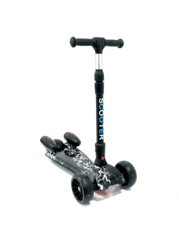 CToy 3 Tekerlekli Duman Efektli Bluetoothlu LED Işıklı Müzikli Çocuk Scooter (3-9 Yaş) – Siyah Mermer