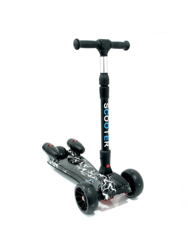 CToy 3 Tekerlekli Duman Efektli Bluetoothlu LED Işıklı Müzikli Çocuk Scooter (3-9 Yaş) – Siyah Mermer