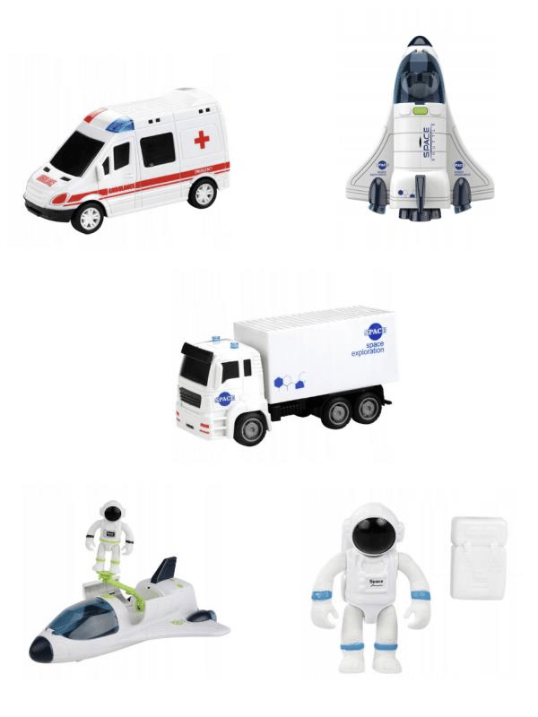CTOY 5 Parça Araçlı Uzay Seti – Uzay Mekiği, Kamyon, Ambulans ve Astronot Oyun Seti (CTOY-261A-1)