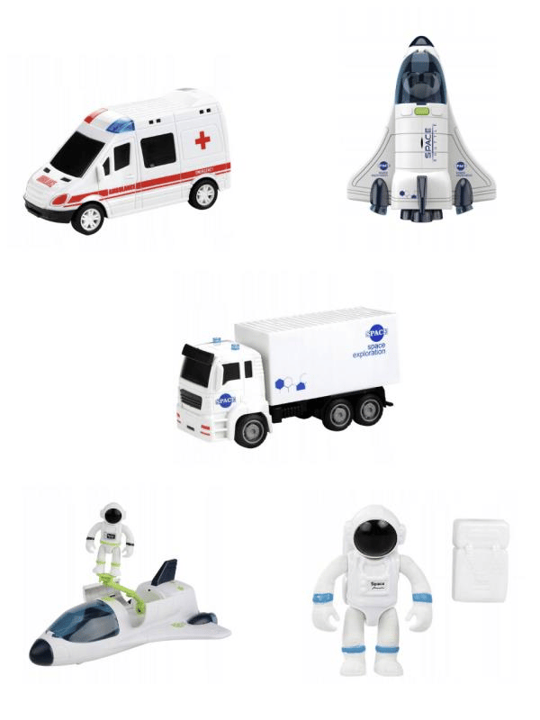 CTOY 5 Parça Araçlı Uzay Seti – Uzay Mekiği, Kamyon, Ambulans ve Astronot Oyun Seti (CTOY-261A-1)