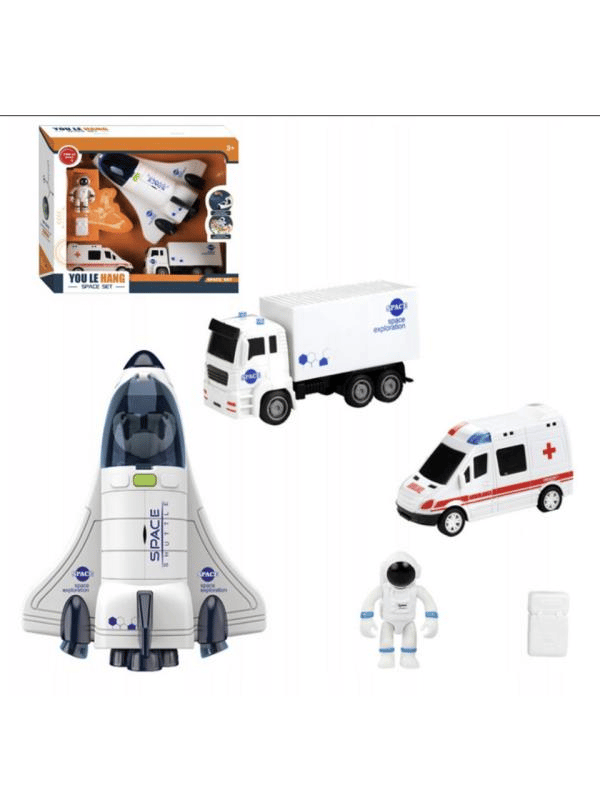 CTOY 5 Parça Araçlı Uzay Seti – Uzay Mekiği, Kamyon, Ambulans ve Astronot Oyun Seti (CTOY-261A-1)