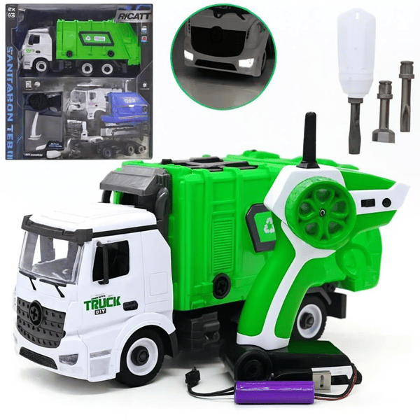 Ctoy Constructo RC Sök-Tak Çöp Kamyonu – USB Şarjlı 1:18 Mühendislik Oyuncak + 2.4 GHz Kumanda