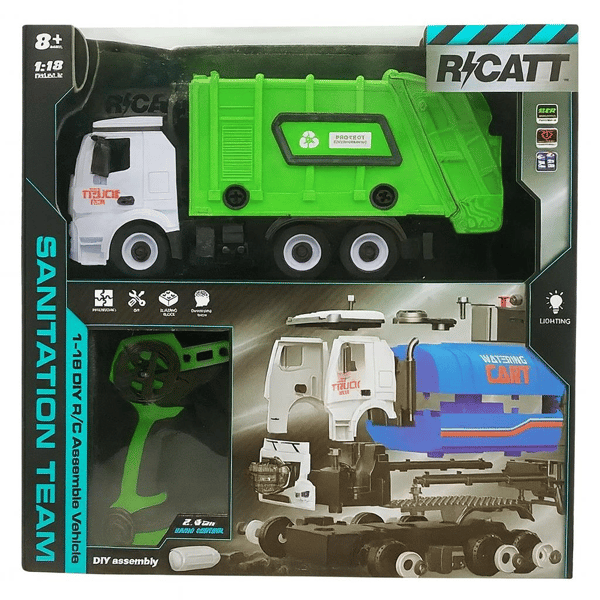 Ctoy Constructo RC Sök-Tak Çöp Kamyonu – USB Şarjlı 1:18 Mühendislik Oyuncak + 2.4 GHz Kumanda