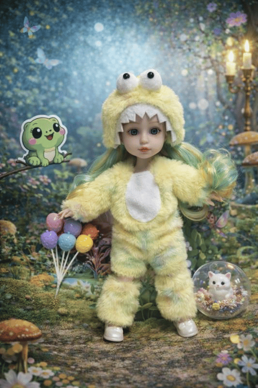 CTOY Kostümlü Oyuncak Bebek Seti – Peluş Canavar/Dino Kostümlü Masal Temalı Bebek (CTOY-QJ183B)