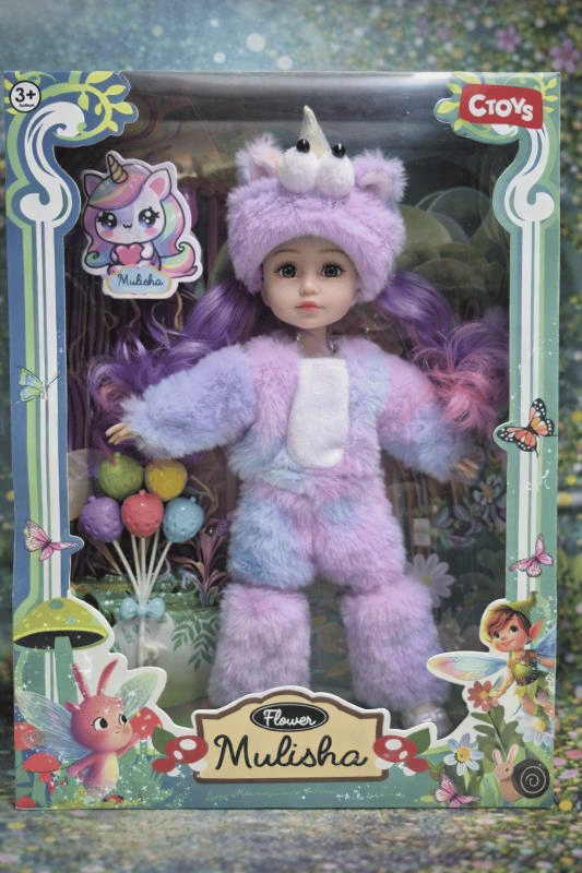 CTOY Kostümlü Oyuncak Bebek Seti – Peluş Unicorn Kostümlü Koleksiyonluk Bebek (CTOY-QJ183C)