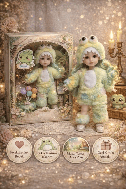 CTOY Kostümlü Oyuncak Bebek Seti – Peluş Canavar/Dino Kostümlü Masal Temalı Bebek (CTOY-QJ183B)