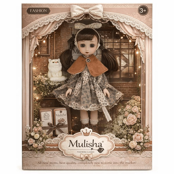 CTOY Mulisha Fashion Classics Klasik Moda Oyuncak Bebek 30 cm – Pelerinli Vintage Tasarım  CTOY-QJ1