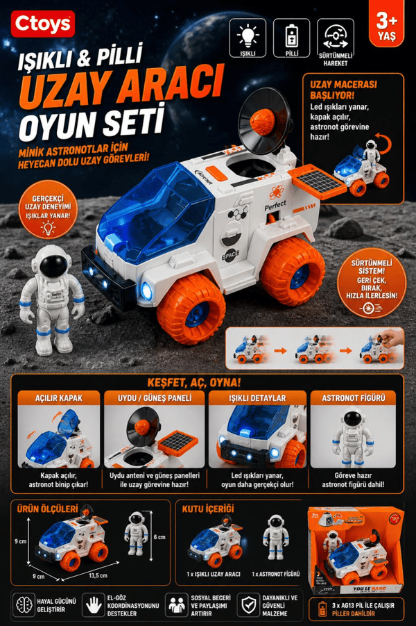 CTOYS Işıklı ve Pilli Figürlü Uzay Aracı Oyun Seti (CTOY-261-3)