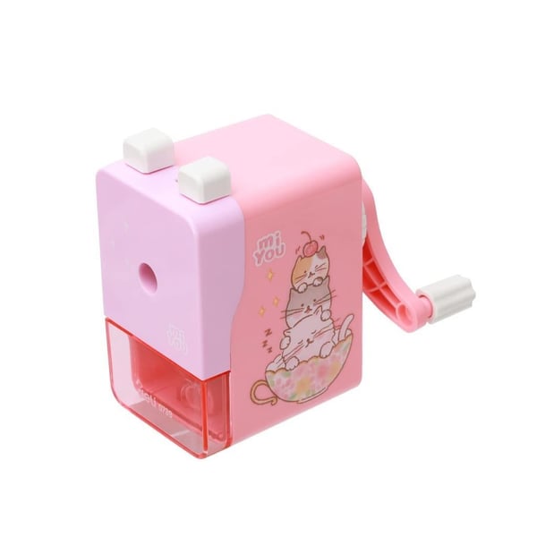 Deli 0739 MiYou Kedi Figürlü Çevirmeli Masaüstü Kalemtıraş - Pembe