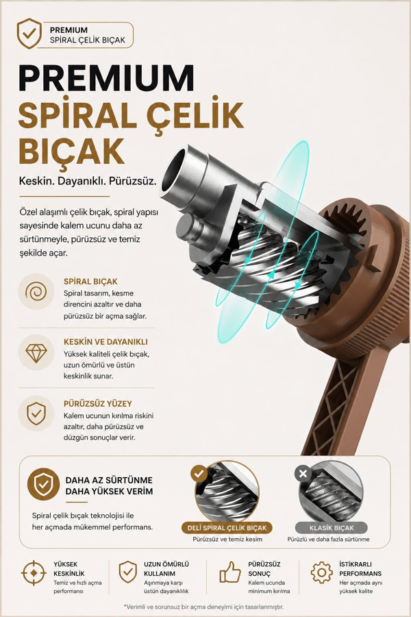 Deli 71160 Premium Auto Feed Çevirmeli Masaüstü Kalemtıraş Siyah | 5 Kademe Uç Ayarlı