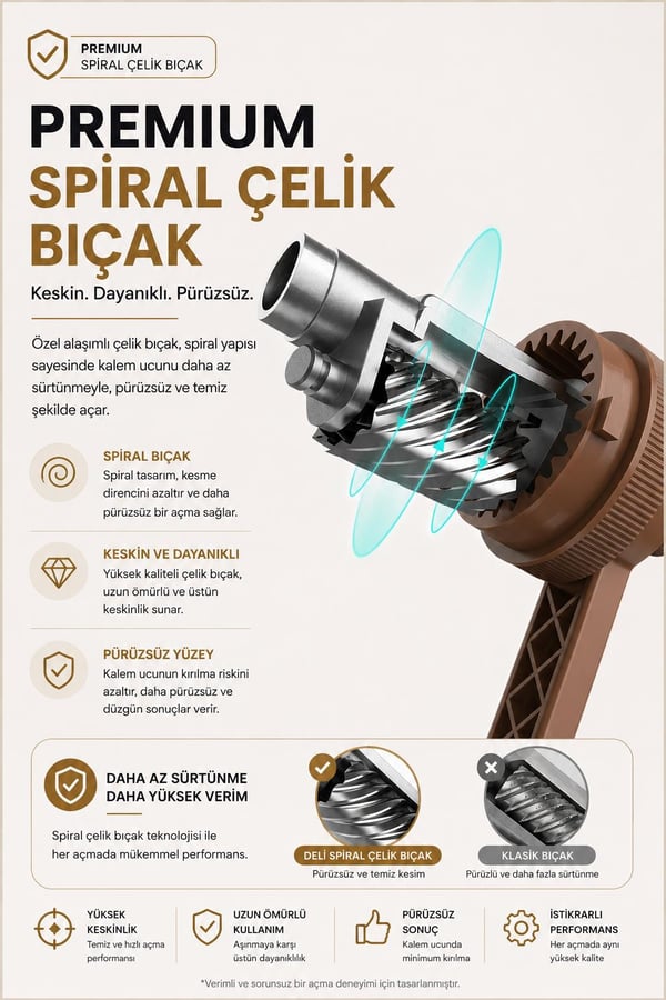 Deli 71160 Premium Auto Feed Çevirmeli Masaüstü Kalemtıraş Beyaz | 5 Kademe Uç Ayarlı