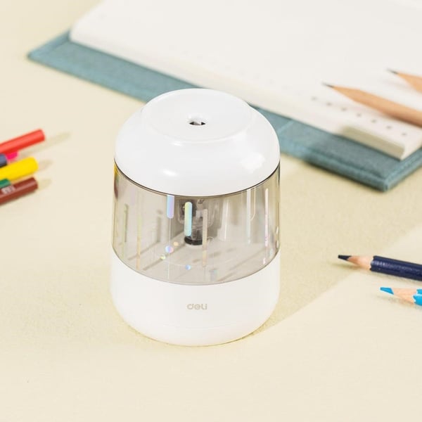 Deli H508-WH Elektrikli Masaüstü Kalemtıraş Pastel Beyaz