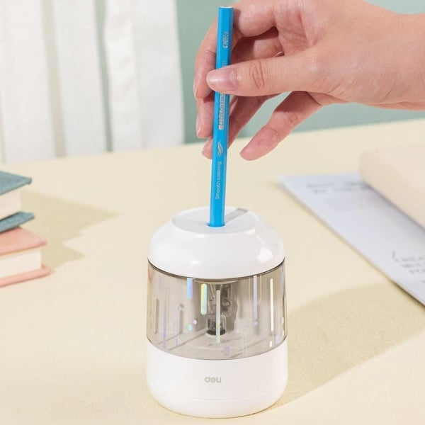 Deli H508-WH Elektrikli Masaüstü Kalemtıraş Pastel Beyaz