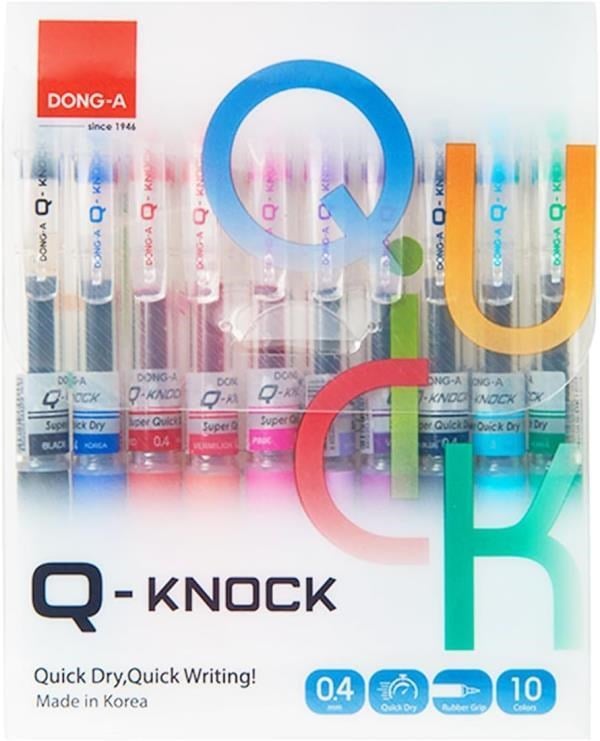 Dong-A 10 Renk Q-Knock 04 mm Jel Kalem Seti
