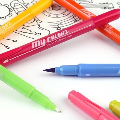 Dong A My Color Çift Taraflı Fırça Uçlu Keçeli Fosforlu Kalem 12 Renk