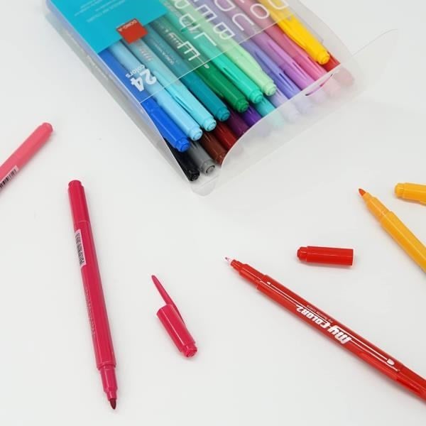 Dong-A My Color Çift Taraflı Fırça Uçlu Keçeli Fosforlu Kalem 24 Renk