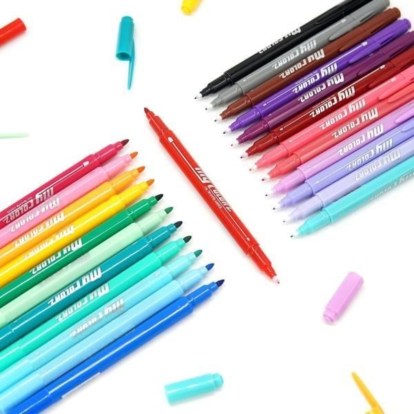 Dong-A My Color Çift Taraflı Fırça Uçlu Keçeli Fosforlu Kalem 24 Renk