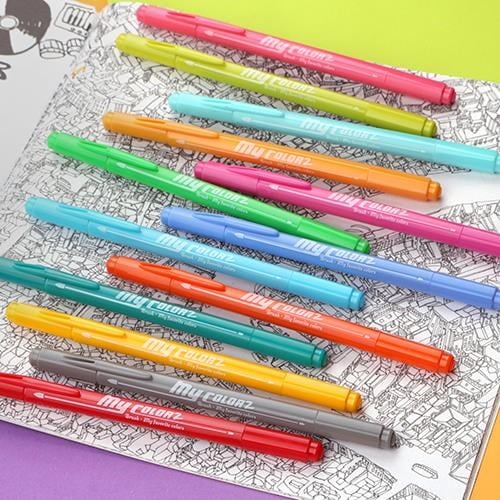 Dong A My Color Çift Taraflı Fırça Uçlu Keçeli Fosforlu Kalem 12 Renk