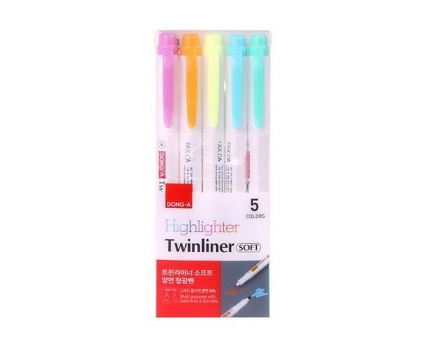 Dong-A Twinliner Soft Fosforlu Kalem Çift Taraflı 5 li Set