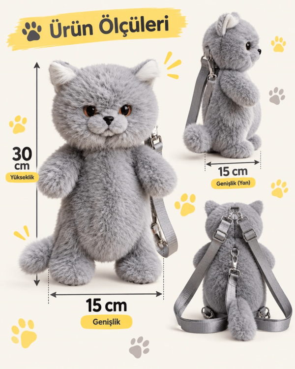 Dream Vest Pelüş Kedi Şeklinde Sırt Çantası VST-CAT007