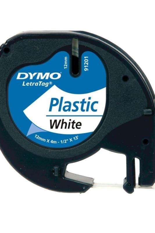 DYMO S0721660 LetraTag Plastik Şerit (12 mm X 4 mt) , Beyaz (59422)