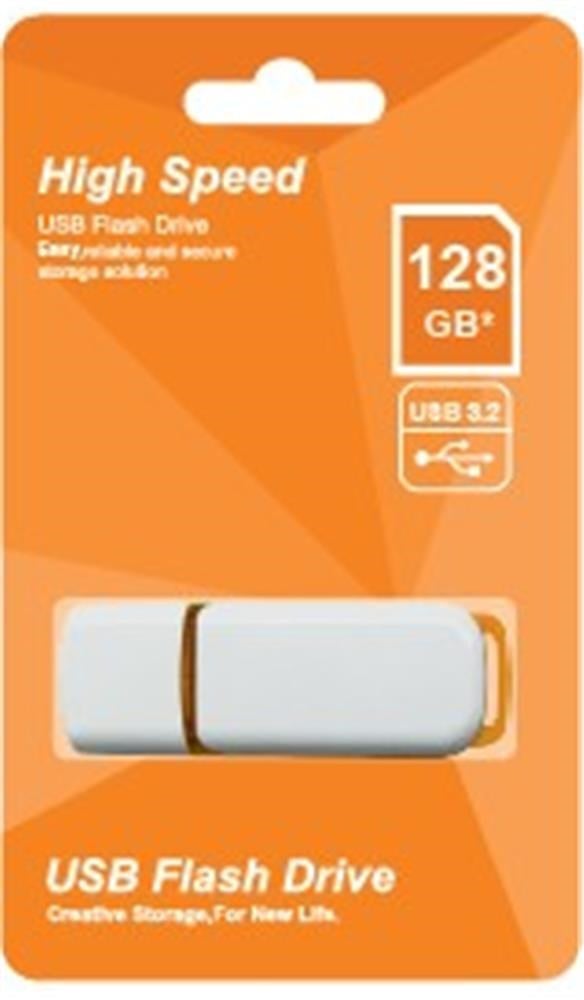 Elba 128GB USB 3.2 Plastik Flash Bellek (Beyaz-Turuncu)