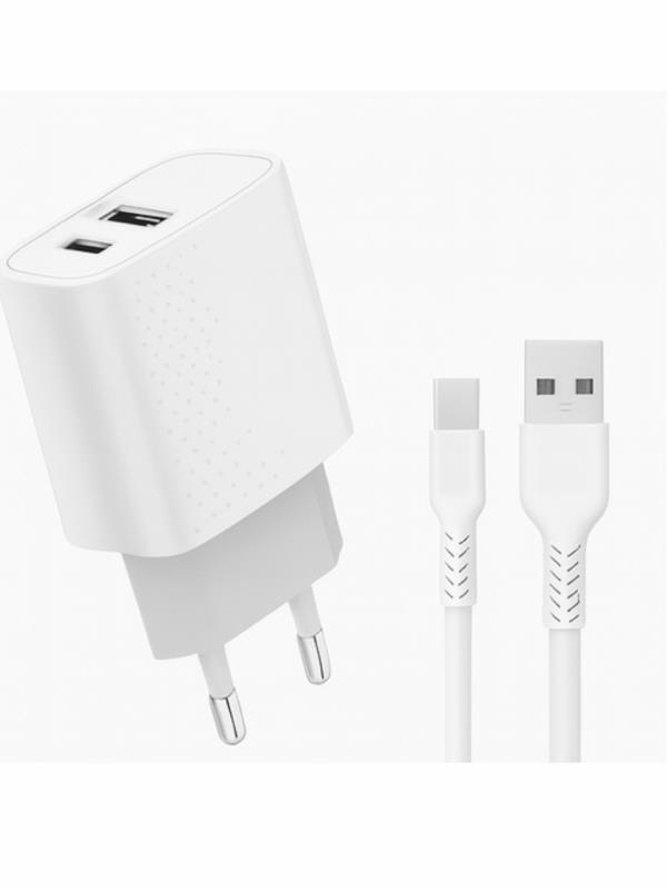 ELBA ELB-43 25W 2'li USB Başlık TYPE-C Kablolu Set Hızlı Şarj Akım Korumalı Şarj Seti