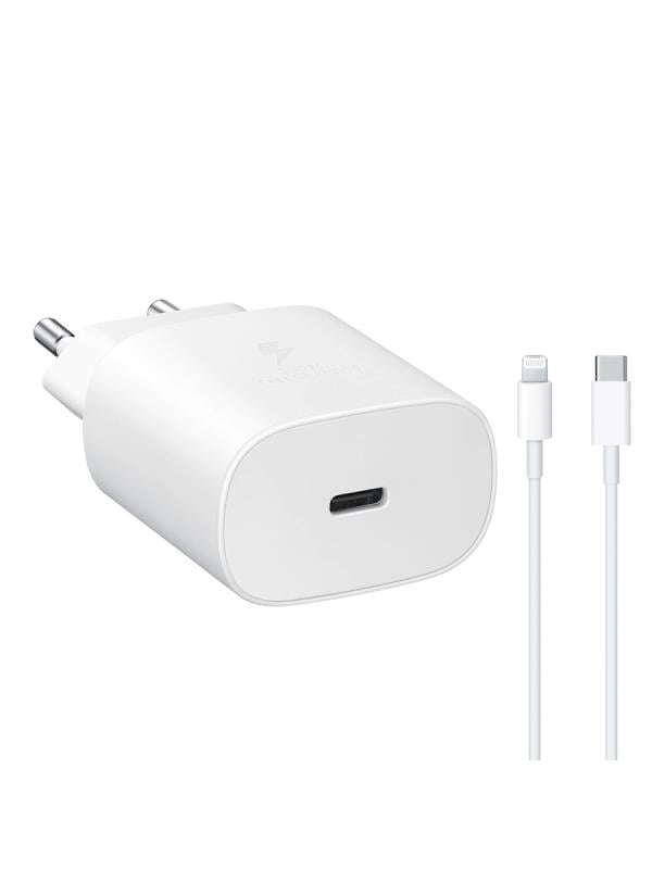 Elba ELB05-PD-25WIOS Beyaz 25W Usb-c Ev Şarj Kafa+1mt Type-c To Lightnıng Kablo PD3.0/QC4.0 Hızlı Şarj Cihazı