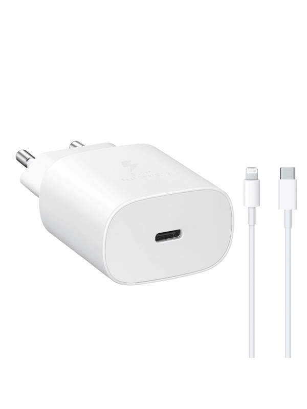 Elba ELB05-PD-25WIOS Beyaz 25W Usb-c Ev Şarj Kafa+1mt Type-c To Lightnıng Kablo PD3.0/QC4.0 Hızlı Şarj Cihazı