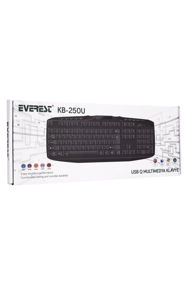 Everest KB-250U Siyah Q Usb Kablolu Multimedya 116 Tuşlu Klavye