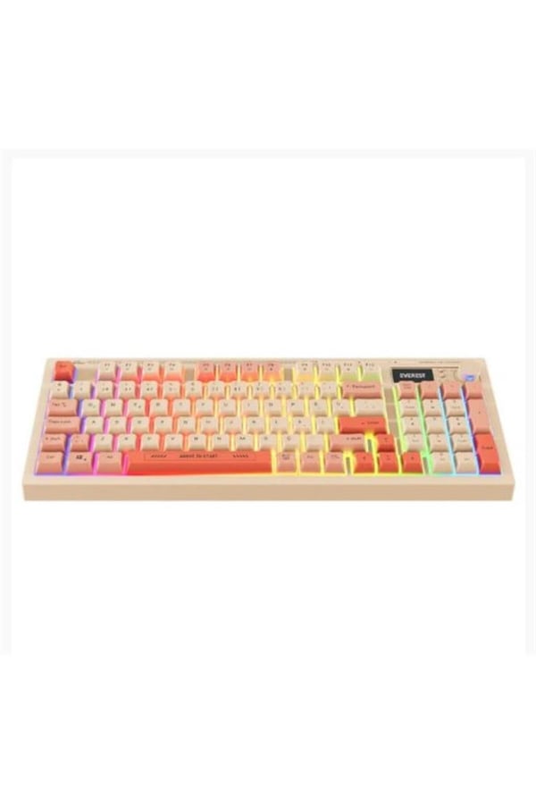 Everest KB-85 SILENT PRO Kablosuz Bej/Pembe/Turuncu SESSİZ RGB Wireless 2.4Ghz + Bluetooth Q Oyuncu Klavyesi